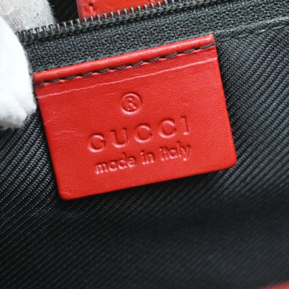 GUCCI GG Pattern Jackie Handbag Canvas Leather Black Red - Picture 14 of 14